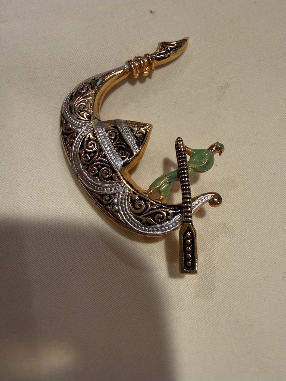 Damascene boat brooch - Picture 6 of 7